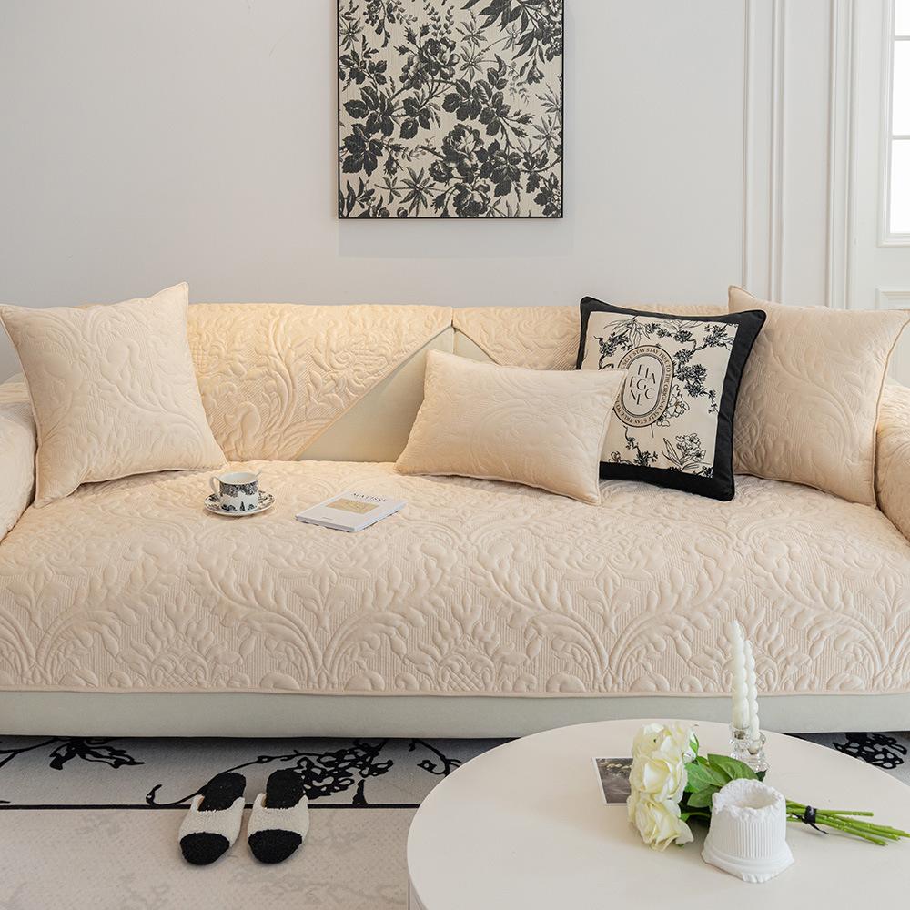 Cojín de Sofá de Terciopelo Cristal de Invierno Nuevo Estilo Crema Francés Claro Funda Funda Paño Cojín de Sofá de Cuero