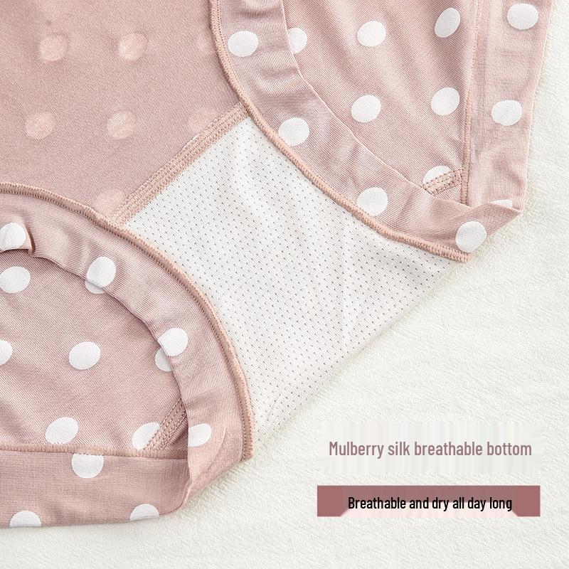 Zestaw 4 szt. Damskie Majtki Plus Size z Wysokim Stanem z Modalnu - Oddychające, Wygodne, W Kropki