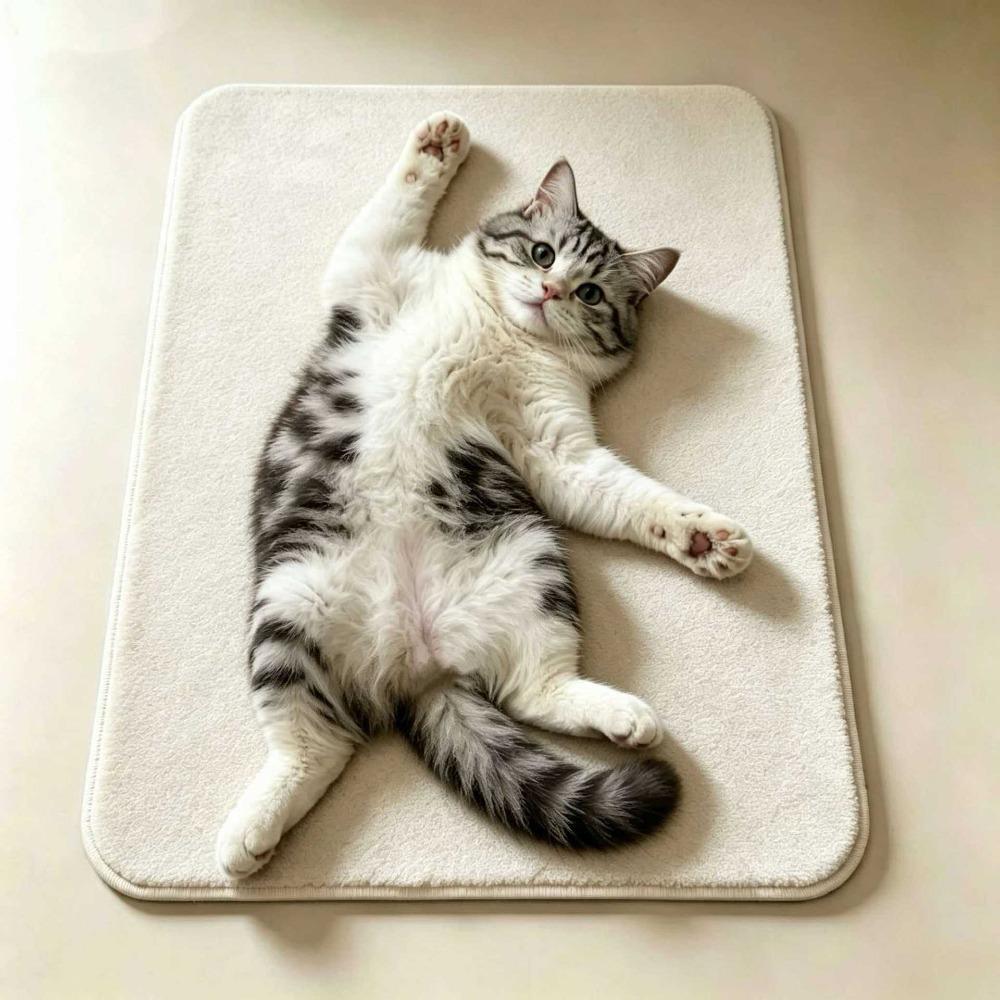 Water-absorbing Cute Cat Floor Mat Non-slip Floor Mat New Bathroom Carpet Living Room Tea