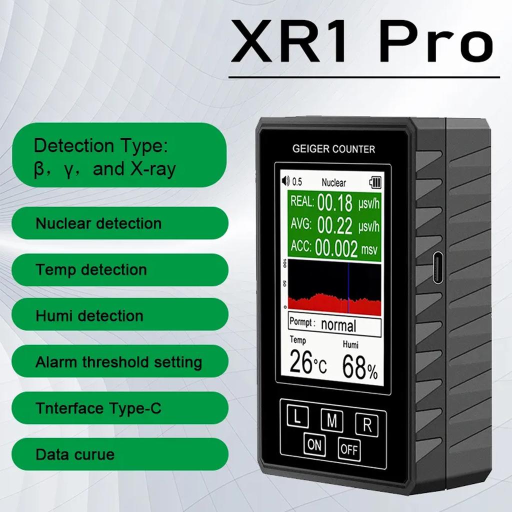 XR1 Pro Nuclear Radiation Detector Color Display Screen Geiger Counter Personal Dosimeter Marble Detector Beta Gamma X-ray