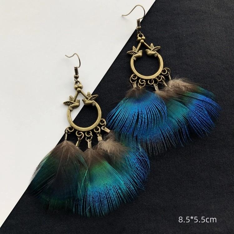 Unique Exaggerate Feather Earrings Creative Feathers Long Earrings Trendy Boho Big Earrings Women Statement Jewelry Wholesale