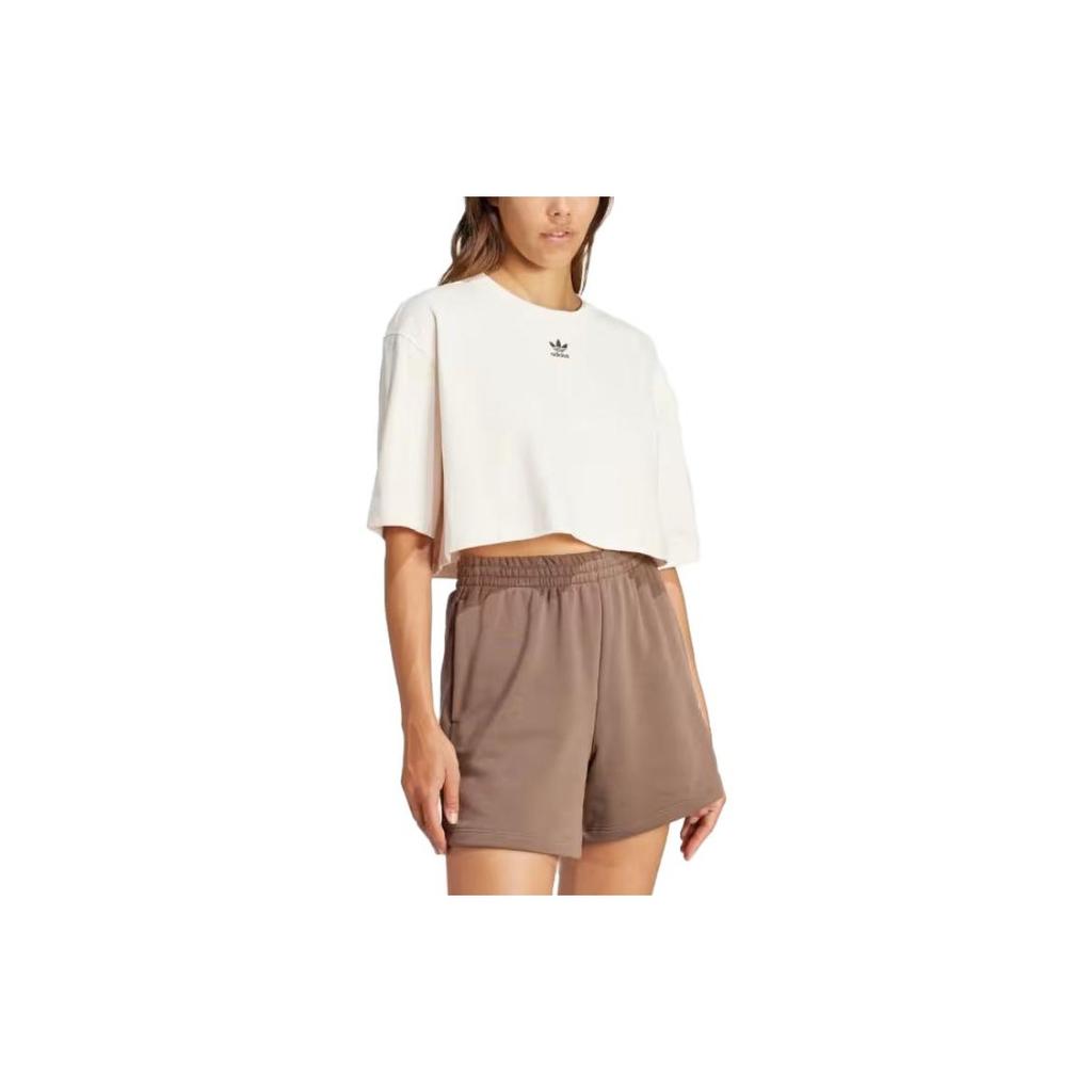 Adidas Originals Essential Logo Printed Round Neck Loose Short Sleeve T-Shirt Women Tops White IR5976