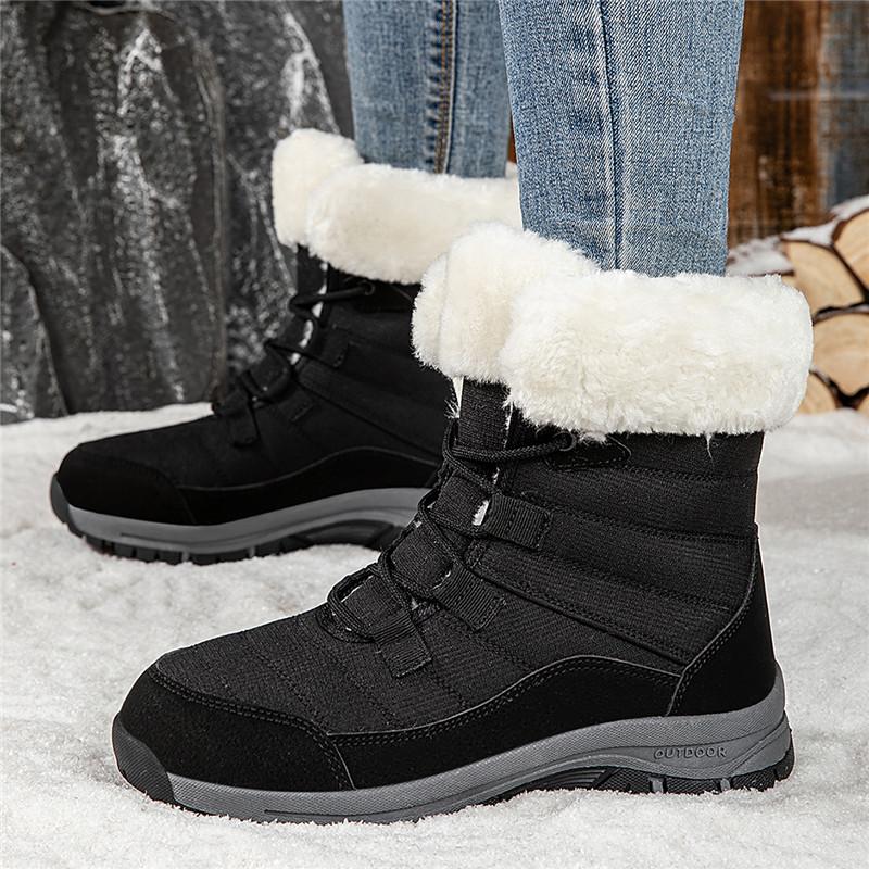 Fashionable and warm high-top ankle boots for women, winter new style plush snow boots, casual and comfortable women's boots