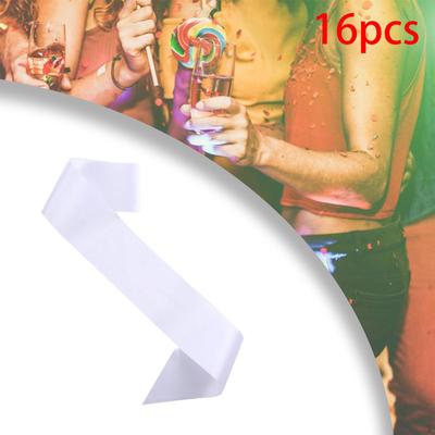 16ks White Sashe Plain Etiquette Ramenní popruh Party Dekorace Prázdný satén pro festival