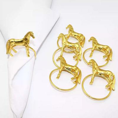 12Pcs Horse Napkin Rings Metal Standing Horse Napkin Buckles Reusable Decorative Napkin