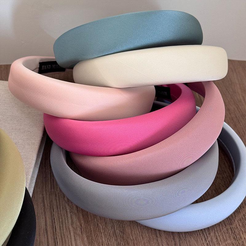 Elegant Textured High Crown Headband for Women - Solid Color Sponge Hair Accessory
