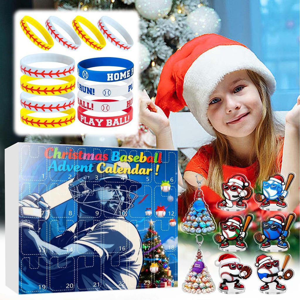 23d Weihnachts-Adventskalender, Baseball-Spielzeug für Kinder und Jugendliche, Überraschungs-Geschenkboxen für Jungen, Mädchen und Jugendliche, Baseball-Zubehör und Dekorationen