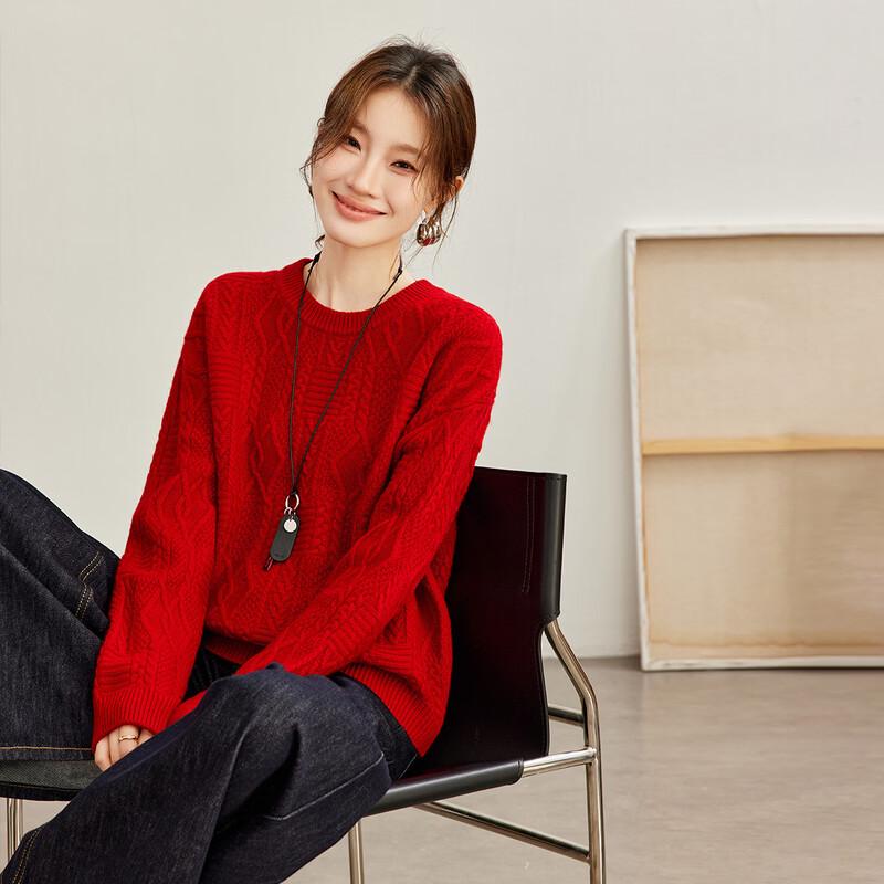 Women's 100% Wool Loose Twisted Knit Sweater