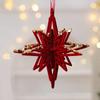 Wine Red Plush Christmas Tree Pendant Glitter Bow Christmas Decorations  Holiday Season
