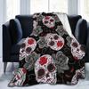 Sugar Skull Rose Halloween Knitted Blanket Flannel Gothic Day of the Dead Warm Throw Blankets for Bed Bedspread