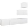 4 Piece TV Cabinet Set White Particle Board
