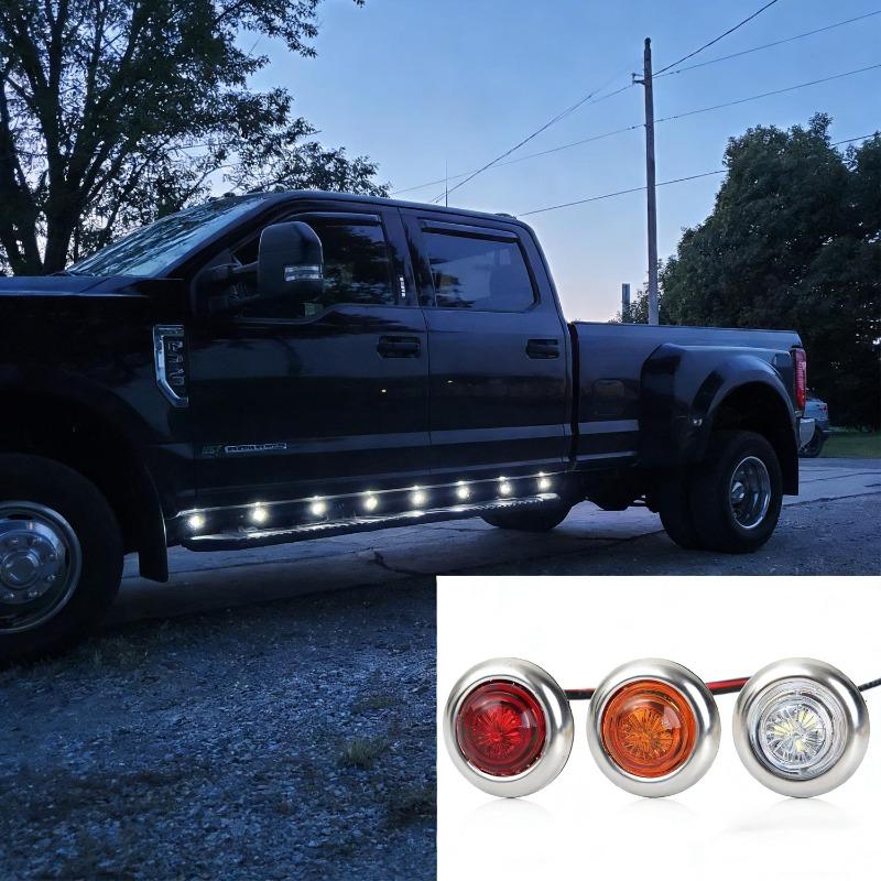 Car Vans Front and Rear Indicator Lights Boat Rear Night Driving Safety Warning Portable Round LED Headlight Side Marker Light