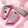 KAKTUS Rhinestone Car Key Shell Cover with Buckle for BMW 7 Series - Women's Protective Case