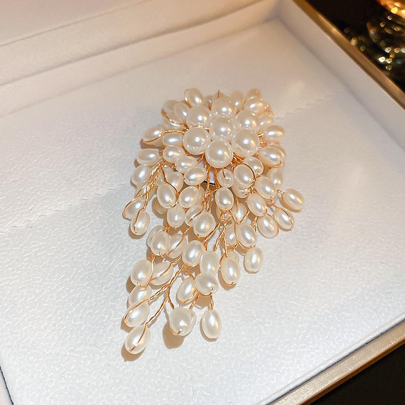 Mode Handgewebte Perlen Brosche Für Frauen Vintage Persönlichkeit Imitationsperlen Ohrringe Party Schmuck