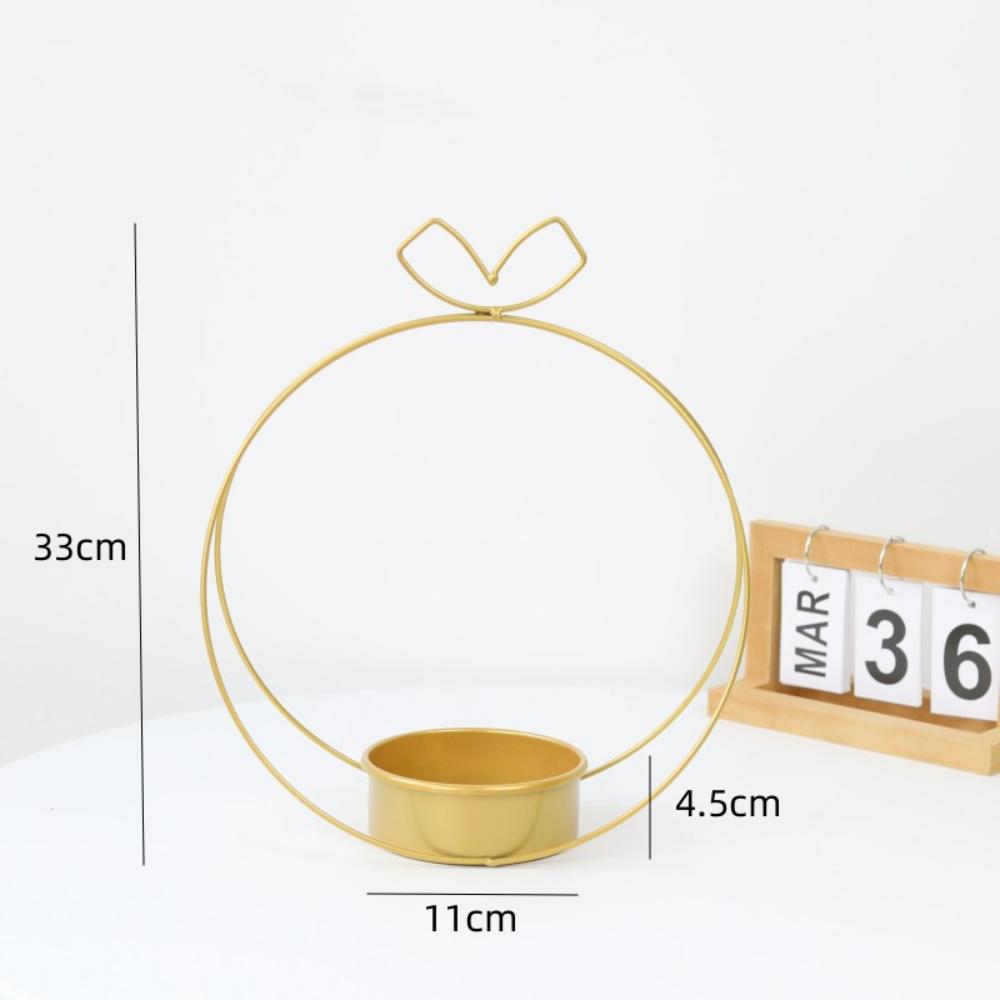 Centrotavola con ghirlanda ad anello, portacandele, centrotavola in ferro battuto, cestino per composizioni floreali, scatola per imballaggio di fiori, ghirlanda ad anello di fiori, portacandele dorato