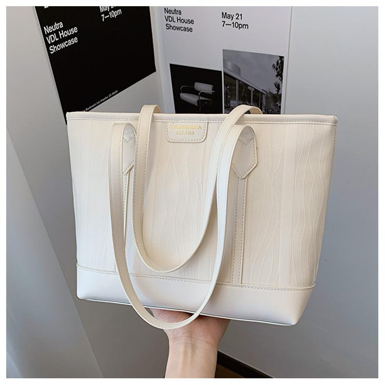 

Большая вместительная сумка женская летняя универсальная новая высококачественная фактурная сумка для покупок через плечо классная сумка-тоут для поездок на работу белый