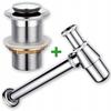 Set: Silver Click-clack Plug Without Overflow + Washbasin Siphon