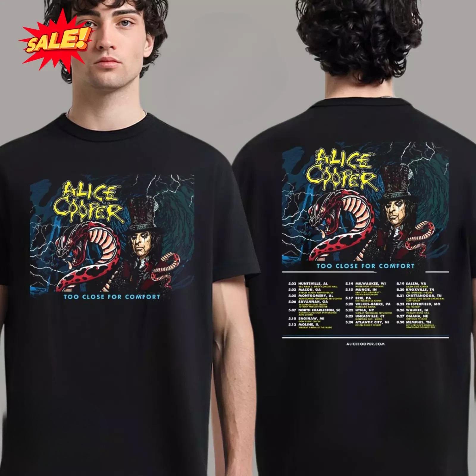 

Alice Cooper 2025 Too Close for Comfort Tour Poster Tour Dates List T-Shirt High-end Luxury Is for Both Men and Women Top Y2k 4XL