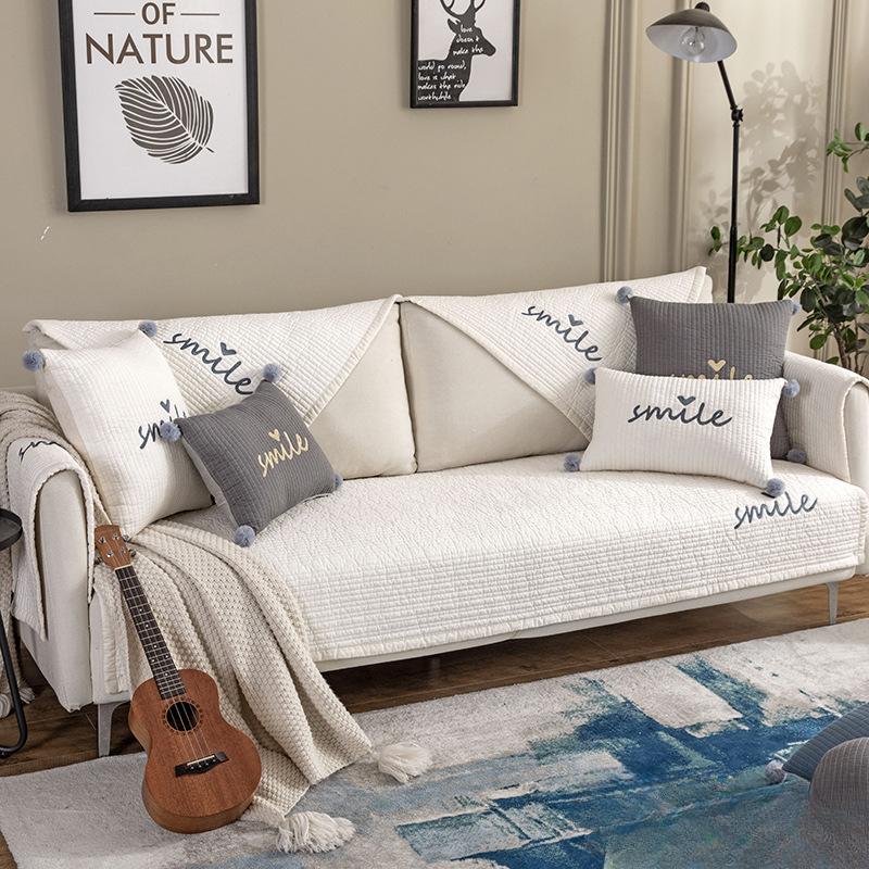 Summer Pure Cotton Sofa Cushion Fabric Simple Four-season Universal Cotton Non-slip Cushion Modern Sofa Cover Cover