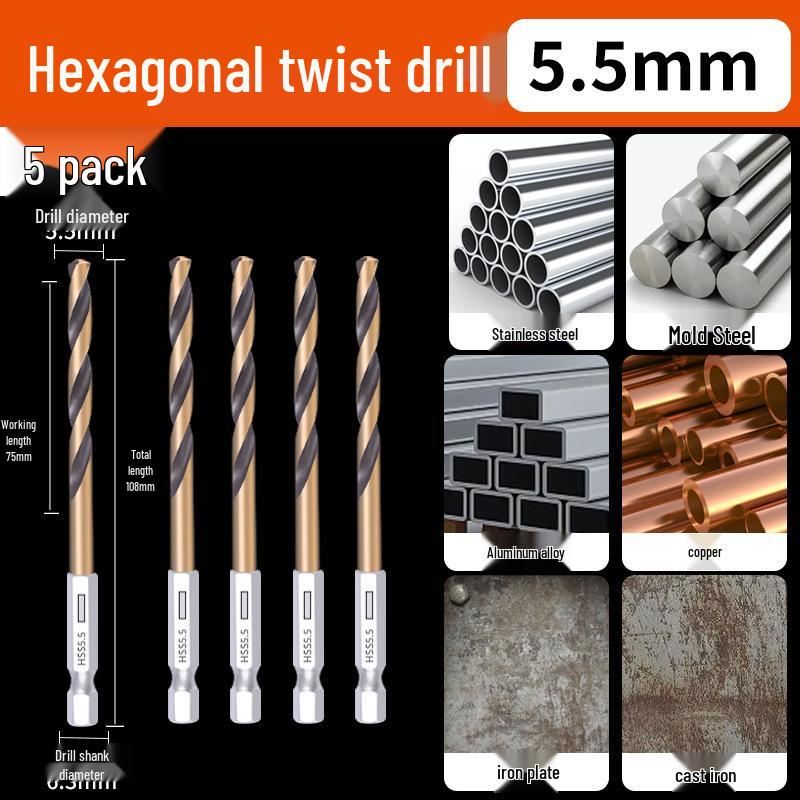 High Hardness Alloy Cobalt Hex Shank Twist Drill Set for Stainless Steel