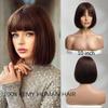 HAIRCUBE Rovné Bobové paruky z lidských vlasů s Bang Tmavě hnědé Krátké Bobové paruky pro ženy Remy Vlasové paruky vyrobené na stroji Tepelně odolné
