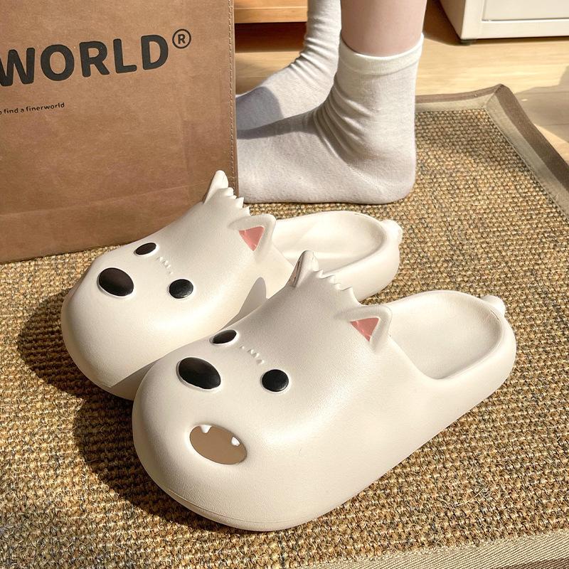 Fashion Summer Home Street Slippers For Women Men Cute Cartoon Dog Platform Shoes Soft EVA Slip-on Sandals Couples Indoor Beach Slides