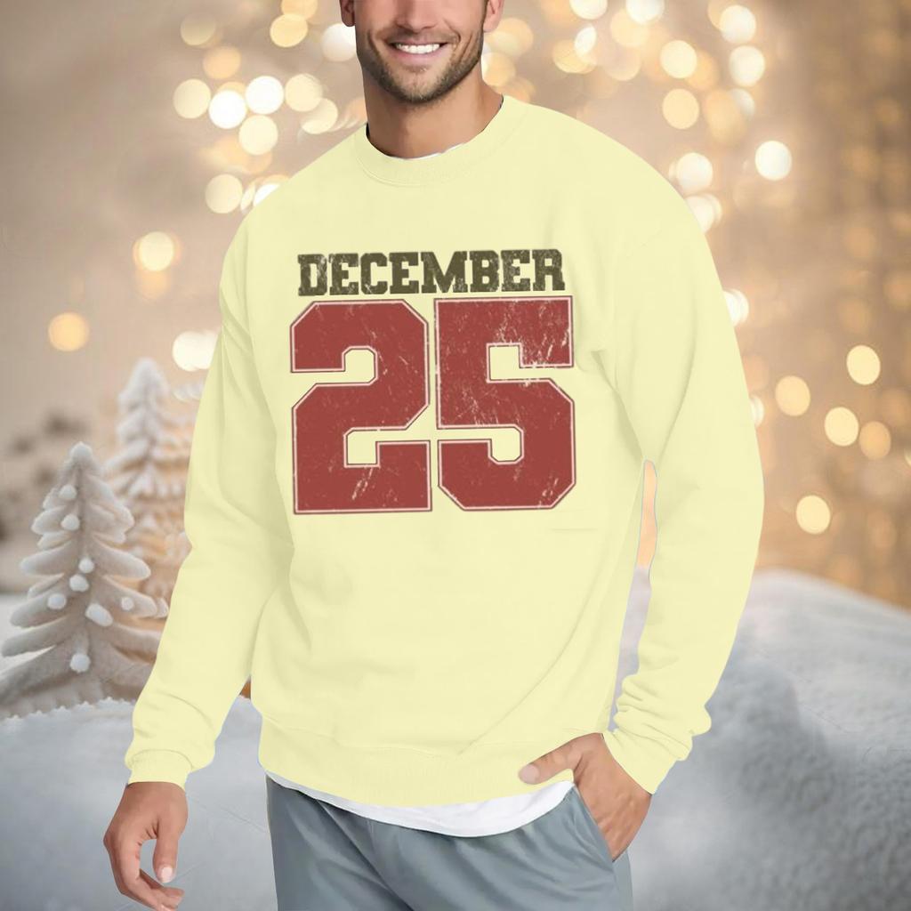Christmas Print Loose Fit Round Neck Sweatshirt For Men