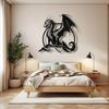 Metal Dragon Wall Art, Fantasy Creature Iron Sculpture, Home Decor Gothic Decor