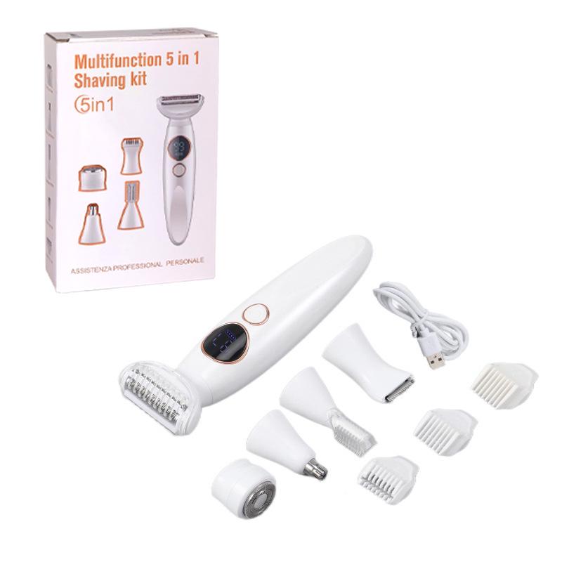 4-in-1 Women's Electric Shaver with USB Charging - Eyebrow Trimmer, Hair Removal for Sideburns, Underarms, Legs, and Bikini Area