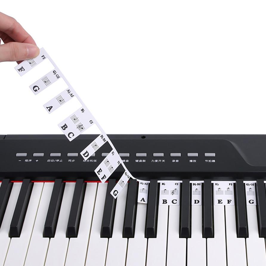 Piano Keyboard Stickers 88/61 Keys, Removable Music Notes Labels for Beginners, PVC Piano Key Labels, Silicone Piano Notes Guide