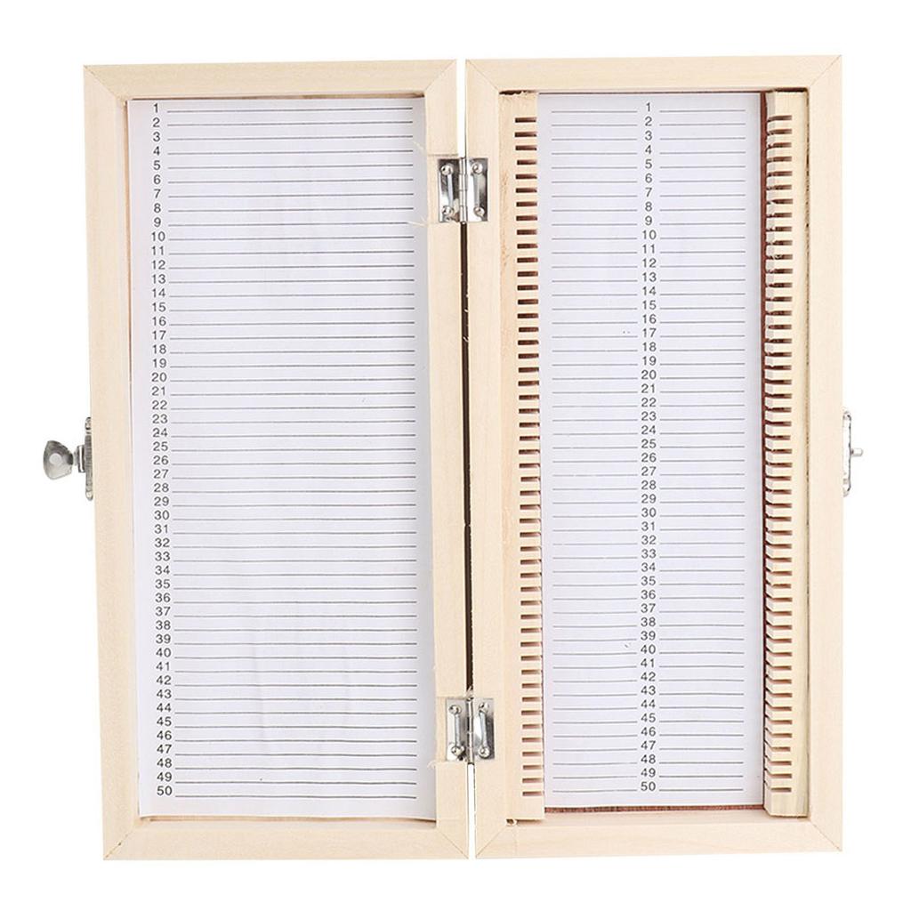50PCS Biology Glass Prepared Microscope Slides Specimens Wooden Slide Storage Box Case