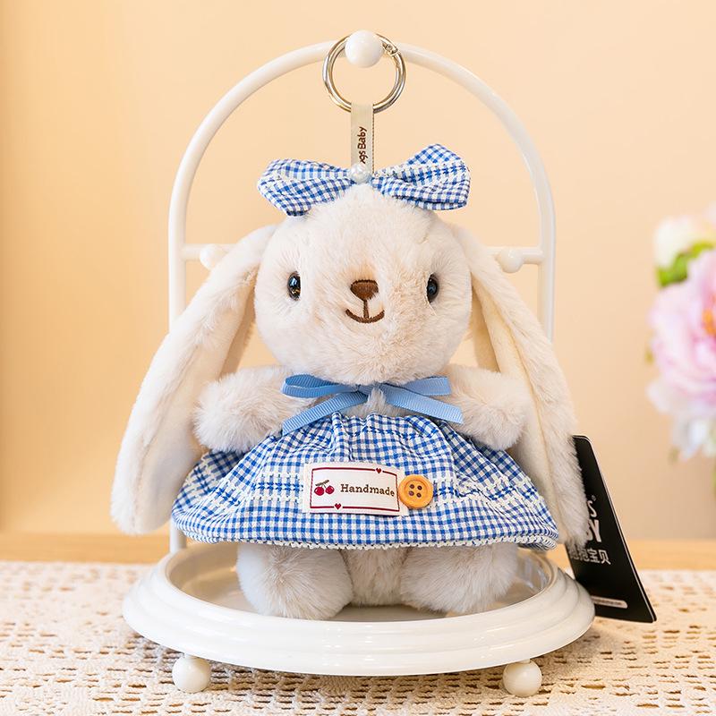 Plaid Skirt Lily Rabbit Doll: Cute Pendant Plush Toy & Girl's Bag Charm