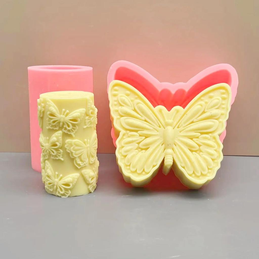 10-16cm Large Butterfly carving pattern cylindrical candle silicone mold butterfly shape candle mold butterfly ball resein mold