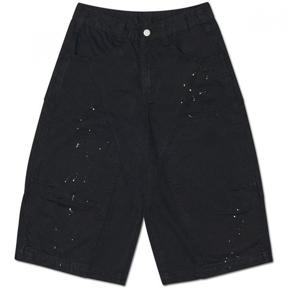 Nomanual Painted Double Knee Shorts   Washed Black S