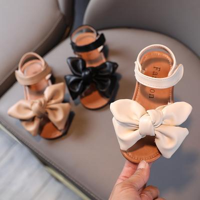 Sandales d'été avec nœud pour enfants, chaussures pour filles, sandales de princesse de fête coréenne, sandales de plage douces