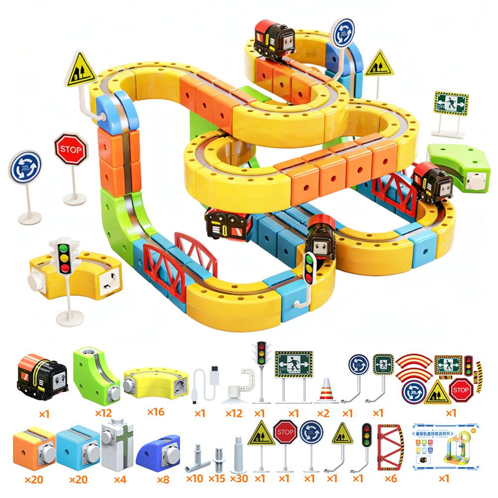 Children Magnetic Rail Car Cube Toys DIY Building Blocks Educational Toy Magical Track Train Construction Kids Christmas Gifts
