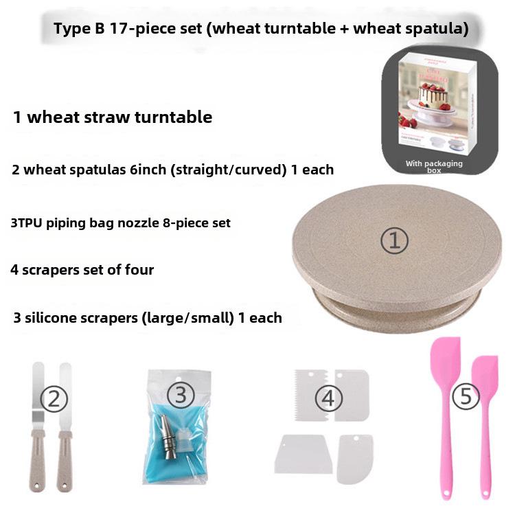 Wheat Straw Cake Turntable Decorating Set - Rotating Baking Tool for DIY Projects