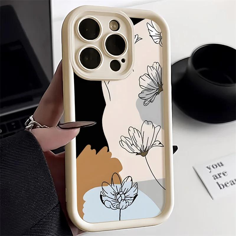 Abstract Plants Phone Case For iPhone 17 15 Pro MaxCase iPhone 13 16 14 12 11 Pro Max X XR XS 7 8 SECandy Liquid Silicone Cover
