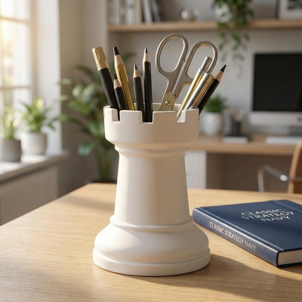 Plastic Chess-Shaped Pen Holder Multi-function Creative Pencil Storage Box Flower Vase Makeup Brush Storage Cup Office