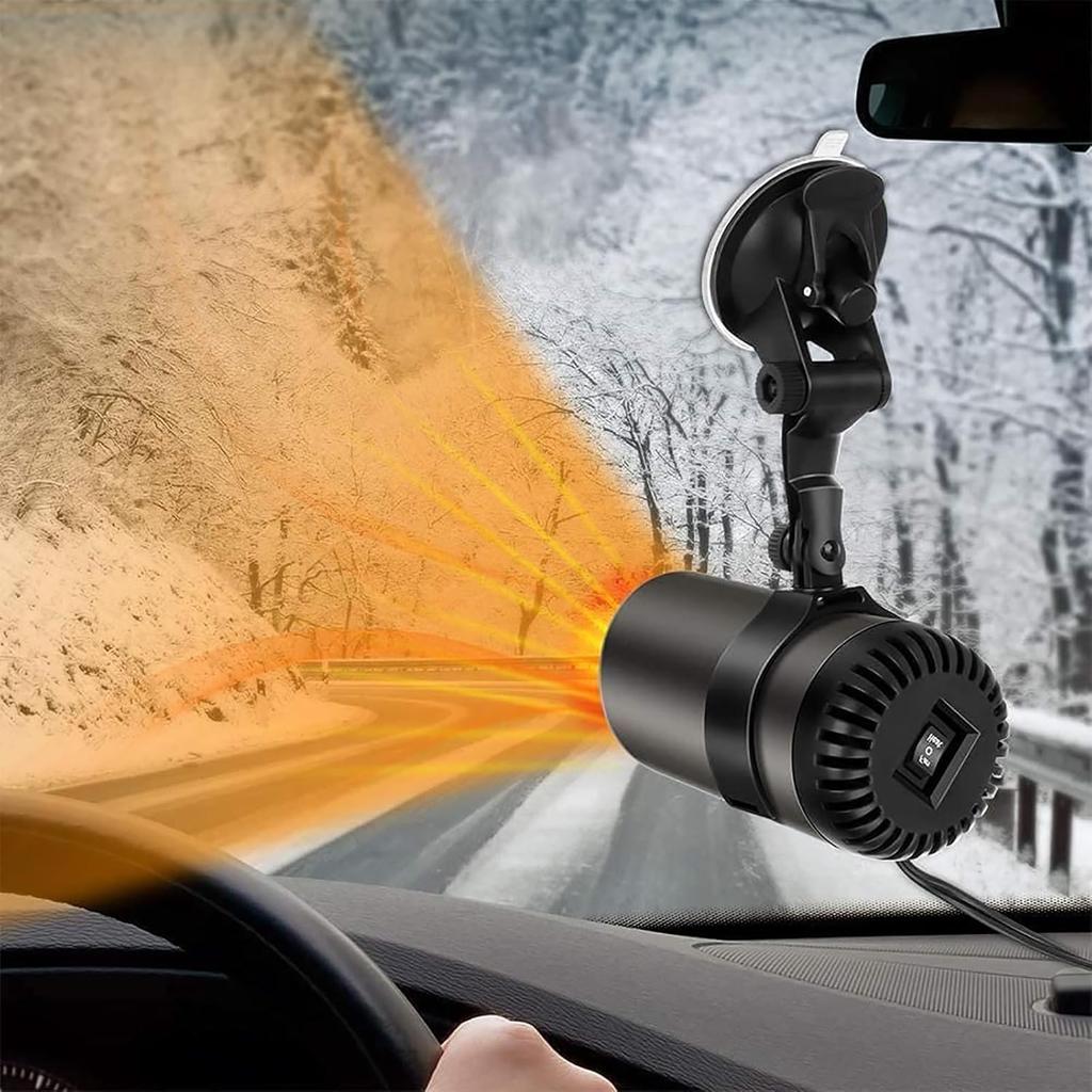 12V Portable Car Heater & Cooling Plugs Into Cigarette Lighter, Defroster for Car Windshield Heating Fast Heating Defrost Defogger with Suction
