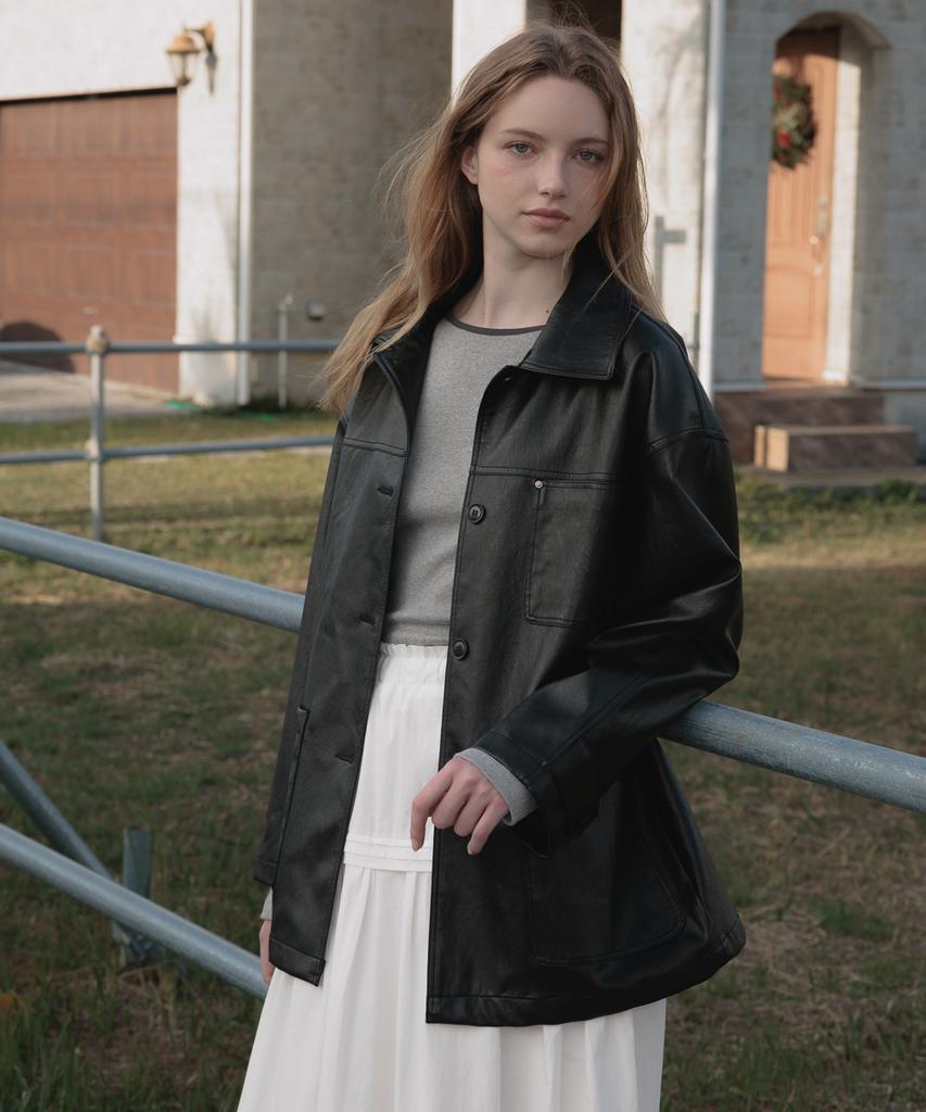 Deheve Classic Leather Half Jacket [Black]
