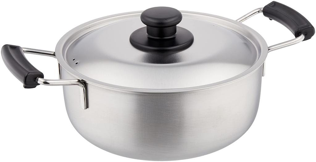 Pearl Metal Two Handed Pot 20cm with Pot Lid IH Compatible Stainless Steel Made in Japan Made in Japan Silver HB-1884