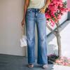 Light-colored Simple Jeans Women's Washed High-waisted Wide-leg Trousers