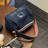 Cute Hello Kitty Denim Cosmetic Bag Large Capacity Vintage Contrast Plaid Handbag Portable Storage Bag Girl Kt  Bag Gifts