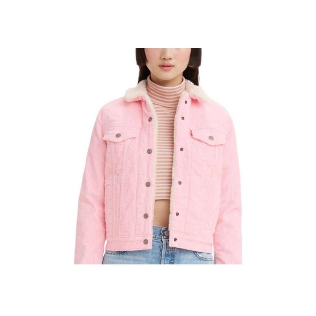 Levis FW22 Jednobarevná hřejivá bunda z umělé střižní vlny Dámská bunda Růžová 36136-0057
