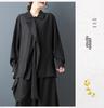 Spring Dark Style Niche Design: Loose Lapel Sashes Shirt & Wide Leg Pants Set