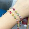 Colorful Zircons Tiny Round Shape Cubic Zirconia Classic Link Chain Tennis Bracelet for Women Wedding Bridal Party Accessories