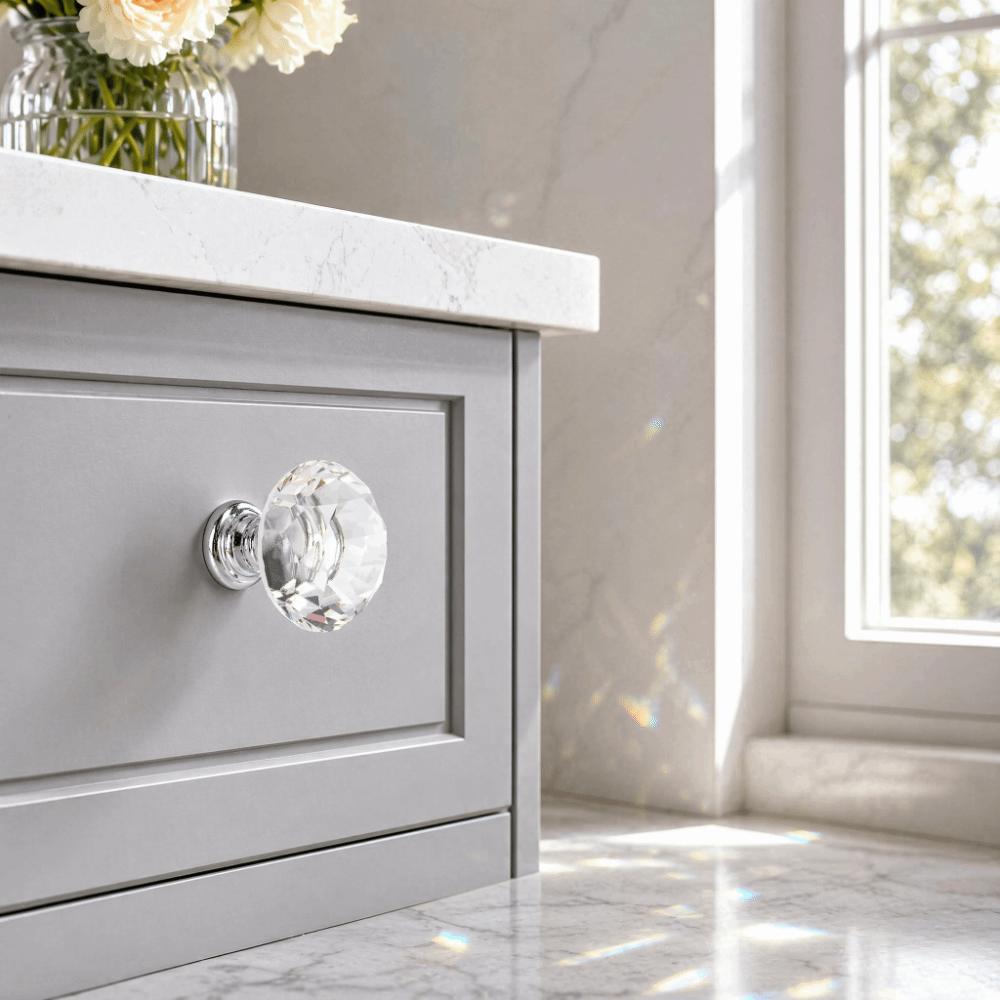 10pcs 30mm Diameter Cabinet Knobs Silver-Transparent Cabinet Door Handles  Cupboard