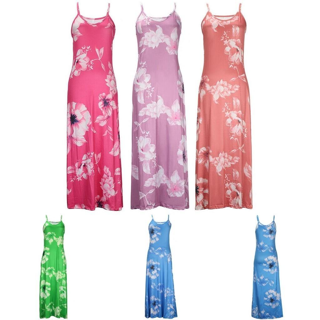 Maxi Abito Senza Maniche Floreale Oversize da Donna per le Vacanze Estive