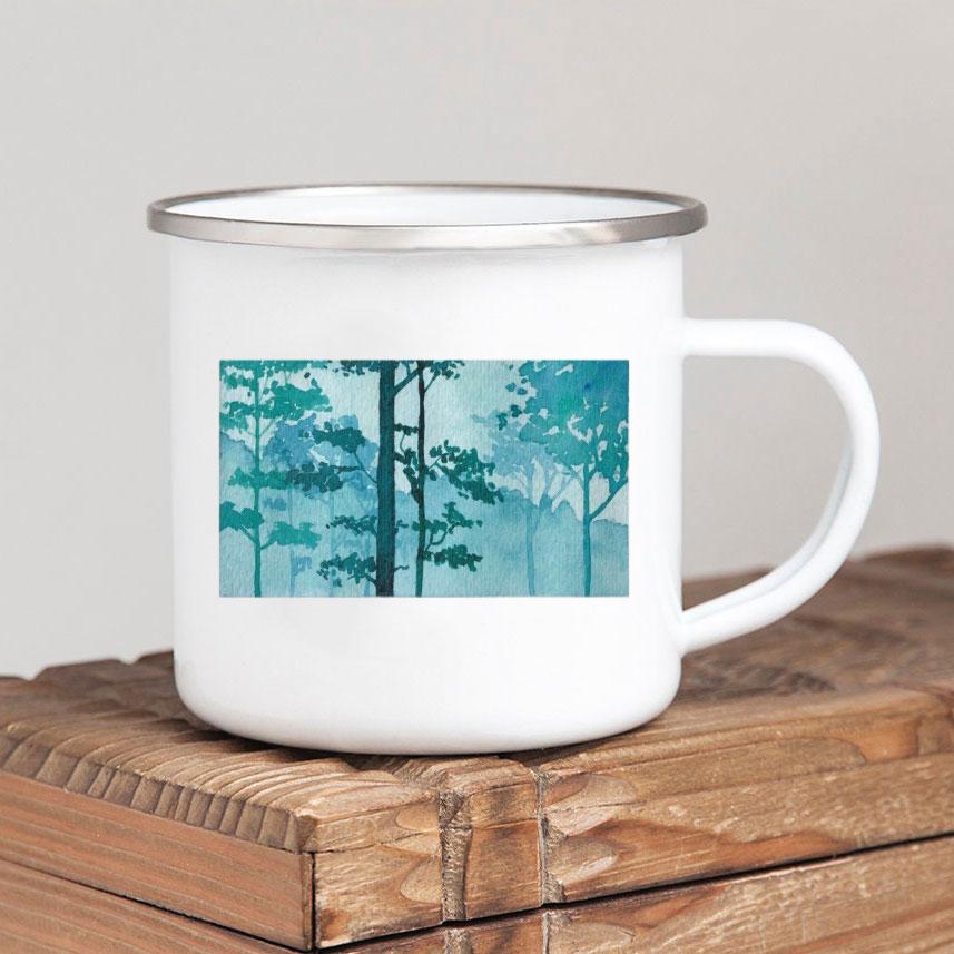 Caneca de café esmaltada Forest Camp Adventure Together Camping Cup Ideia de presente para campista Canecas de fogueira ao ar livre Festival ao ar livre Viagem